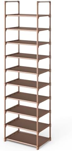 Kitsure 10 Tier Shoe Rack, Tall Shoe Organizer, 16.9" Wide, Brown by Kitsure