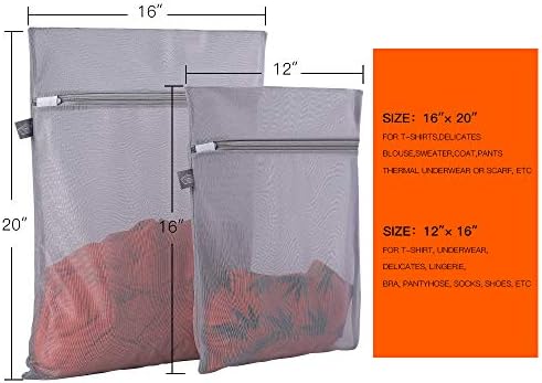 Lingerie Bags for Washing Delicates, Grey Laundry Bag for Delicates, M+L - Image 2
