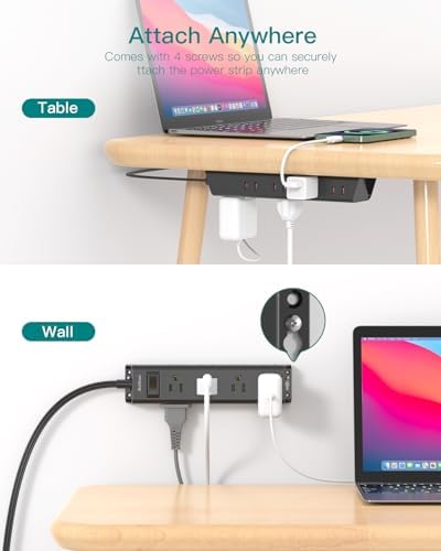 Extension Cord Flat Wall Plug - Surge Protector Power Strip with 12 Outlets - Image 4