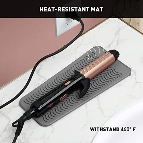 ZAXOP 2 Pack Heat Resistant Silicone Mat Pouch for Flat Iron, Curling Iron,Hair Straightener,Hair Curling Wands,Hot Hair Tools (Mintgreen-Grey) - Image 4