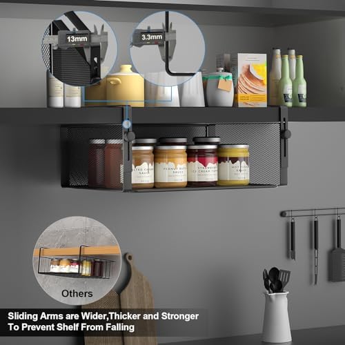 AmonHouseware 2Pack Under Shelf Basket,Adjustable Hanging Holder,Black - Image 4