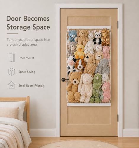 Stuffed Animal Storage Holder, Elastic Stuffed Animal Net,Door/ Wall Mount Length Adjustable Hanging Stuffed Animal Organizer, Plushie Net For Nursery Play Room-White Boards Patent - Image 5