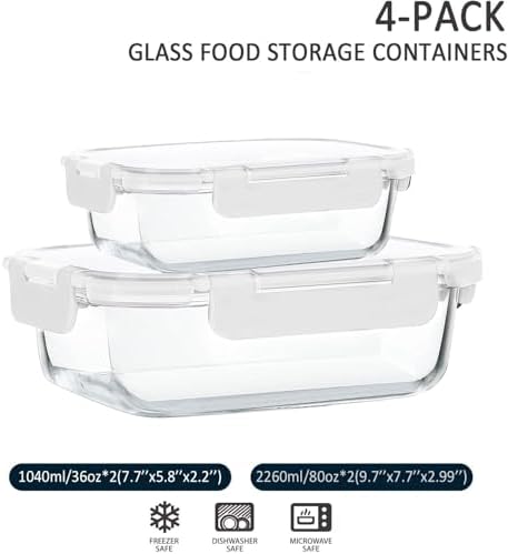 M MCIRCO 80 oz & 36 oz Extra Large Glass Food Storage Containers with Lids - Image 2