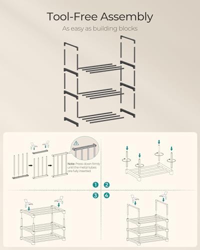 SONGMICS Shoe Rack, 3-Tier Shoe Organizer, Metal Storage Shelf - Image 5