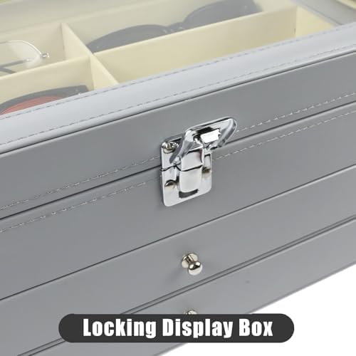 Sunglasses Organizer 18/20 Slots, Multiple Pairs Glasses Storage Case Leather Eyeglasses Display Box for Women Men - Image 3