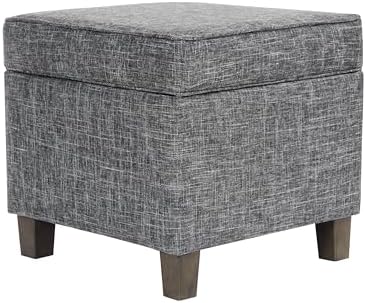 HomePop Home Decor | K7342-F2182 | Classic Square Storage Ottoman with Lift Off Lid | Ottoman with Storage for Living Room & Bedroom, Slate Grey Large by HomePop