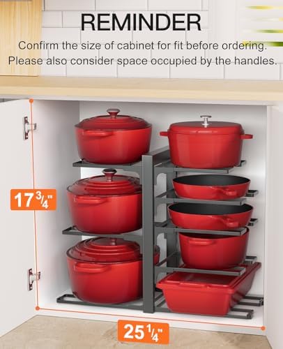 ORDORA Pots and Pans Organizer Under Cabinet 15.8", 8-Tier Adjustable Black - Image 2