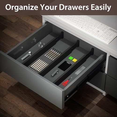 4 Pack Bamboo Drawer Dividers 17-22" Adjustable Kitchen Organizer, Black - Image 6