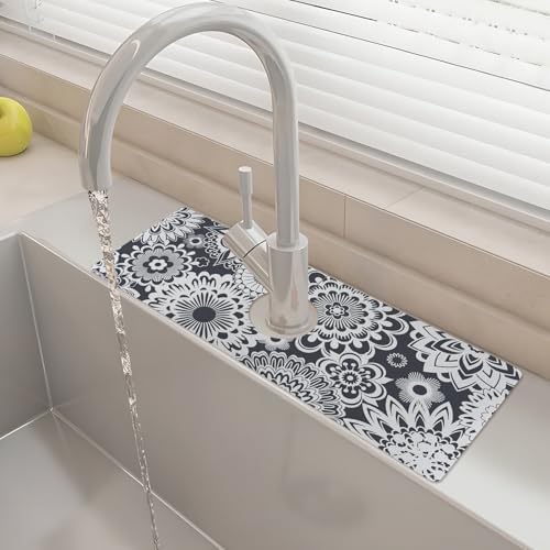15" X 5.5" Kitchen Sink Splash Guard Faucet Mat Mandala Super Absorbent Fast Drying Faucet Guard & Draining Mat Sink Splash Guard Behind Faucet for Kitchen, Bathroom by Unknown