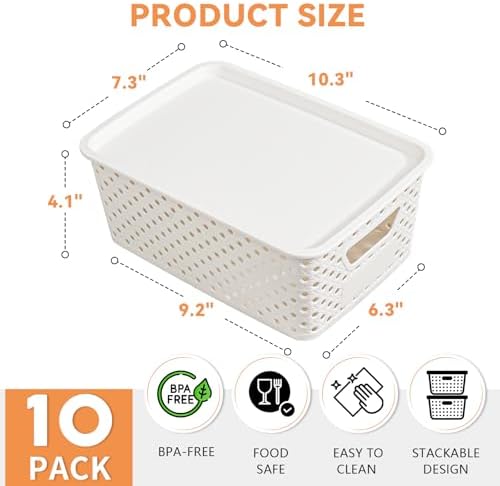 20 Pack Small Plastic Storage Bins with Lids, Stackable Plastic Storage Baskets for Organizing with Handles, Organizer Bins with Labels for Room, Craft, Containers for Pantry Organizers and Storage - Image 3