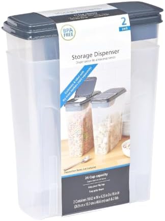 2-Pack Plastic Cereal Keeper Storage Containers 24 Cup, Dark Gray Lid by Unknown