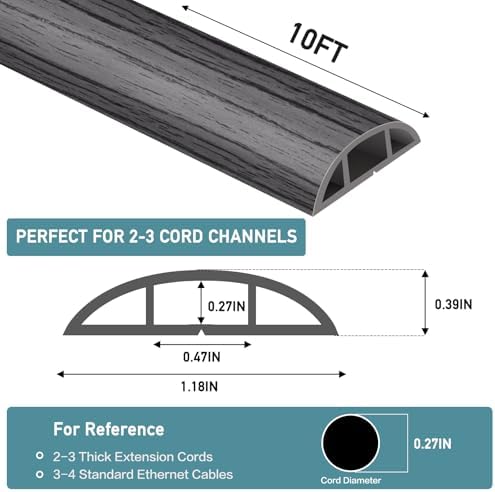 LSGCQ Floor Cord Cover Self Adhesive Cord Hider Floor Cable Management - Image 2