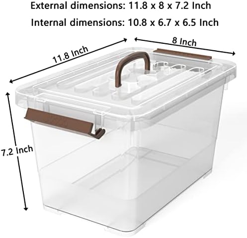 WYT 18-Pack Clear 7 Quart Storage Latch Box/Bins, Plastic Stackable Latching Box with Brown Handle and Lid, Multi-Purpose, 7 Litre - Image 2