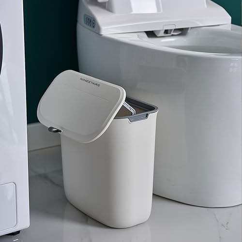 Ninestars 1.3 Gallon Kitchen Compost Bin, Cabinet Door Trash Can, White Plasitc Small Garbage Can withLid, 5 Liters Hanging Trash Can for Kitchen, Bathroom, Bedroom, RV (White) - Image 7