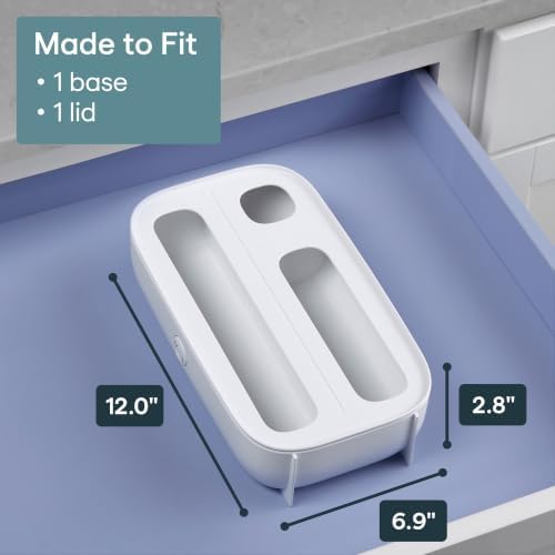 YouCopia StoraBag Drawer Food Bags Dispenser, 3-Slot, Plastic Sandwich Bag Organizer For Kitchen Storage, White - Image 3