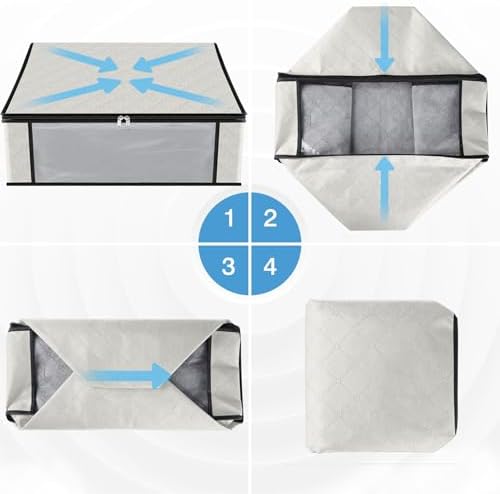 HomeHacks 3-Pack Clothes Organizer Storage Bags, 35L Storage Bins, White - Image 3