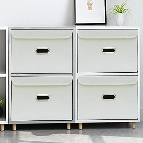 STOREONE Fabric Storage Cube Bins Foldable Organizer Container Collapsible Basket with Lids and Metal Handles, for Home, Bedroom, Closet 6 Pcs (Creamy-White) - Image 4