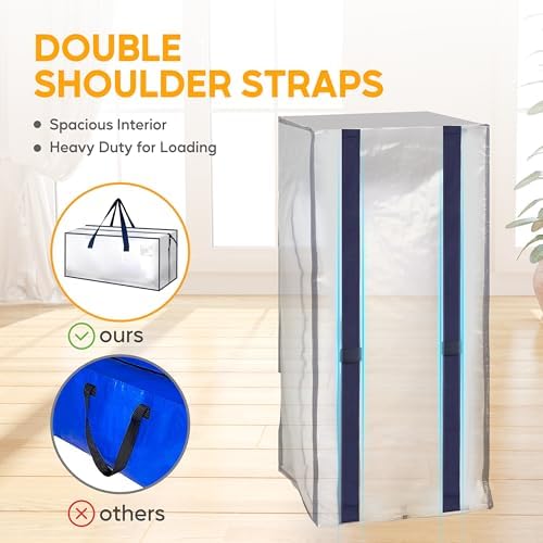 HealSmart 6 Pack Extra Large Moving Bags with Zippers & Carrying Handles, Heavy-Duty Storage Tote Moving Boxes for Dorm Room Essentials Storage Bags, Clear - Image 5