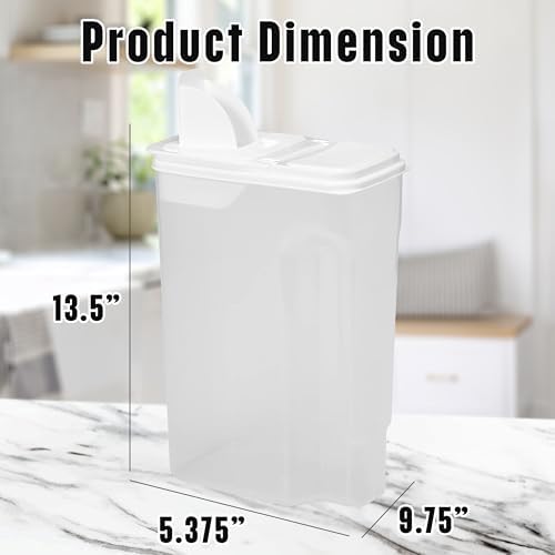 Buddeez Large Food Storage Container - 8 Quart Pantry Buddy, All Purpose Clear Kitchen Organization and Storage - Cereal, Flour, Sugar, Rice Dispenser, EZ Pour Spout and Easy Grip Handle (White Lid) - Image 6