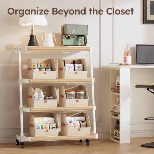 Homsorout Fabric Closet Storage Cubes - 8 Pack Square Storage Bins with Dual Handles for Clothes, Towels, Toys, Cube Storage Organizers for Bedroom, Nursery, Shelves, Closet, Small Spaces, Beige - Image 6