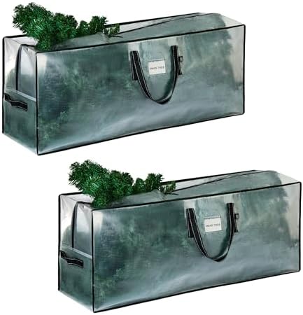 VENO 2 Pack Clear Christmas Tree Storage Bag - Fits 7.5 Ft Artificial Trees, Heavy Duty Large Bags with Zipper, Durable Handles, and Labeling Card Slot, Alternative to Storage Boxes with Lids (2 Pack) by Veno