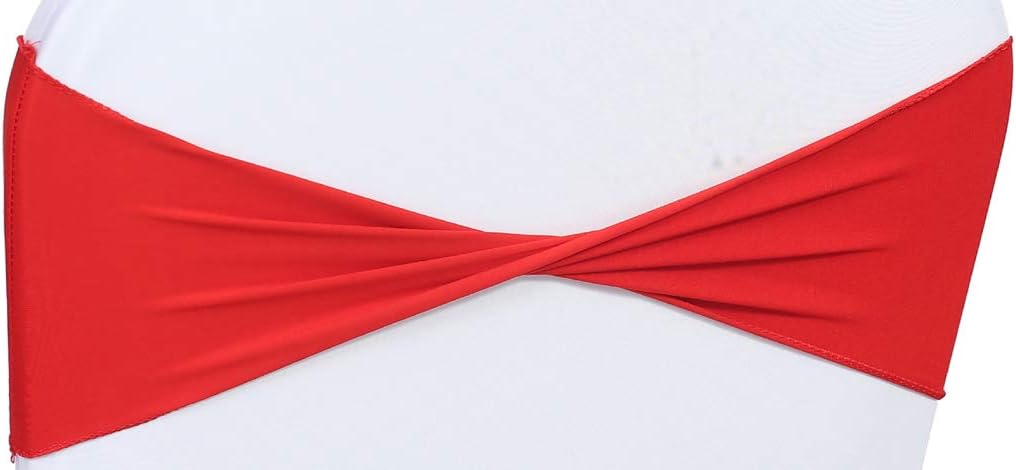VDS Pack of 75 PCS | Red | Spandex Chair Sashes Bows Without Buckle | Stretch Elastic Banquet Universal Folding Chair Band Tie with for Wedding Party Conference Celebration Event Decoration