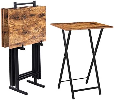 HOOBRO Folding TV Tray Tables, Set of 4 TV Trays with Storage Rack by HOOBRO