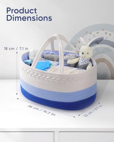 Maliton Baby Diaper Caddy Organizer, Cotton Rope Diaper Caddy Basket, Large Storage Basket for Newborn Boys and Girls, Gift for Baby Shower List, Newborn Essentials - Image 2