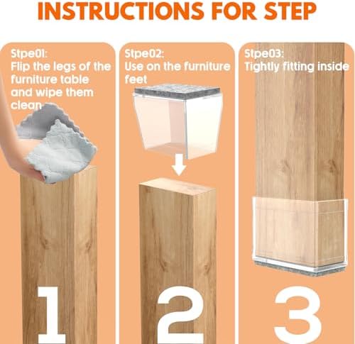 Rectangle Chair Leg Protectors for Hardwood Floors,(Clear,0.75 x 1.5) - Image 3
