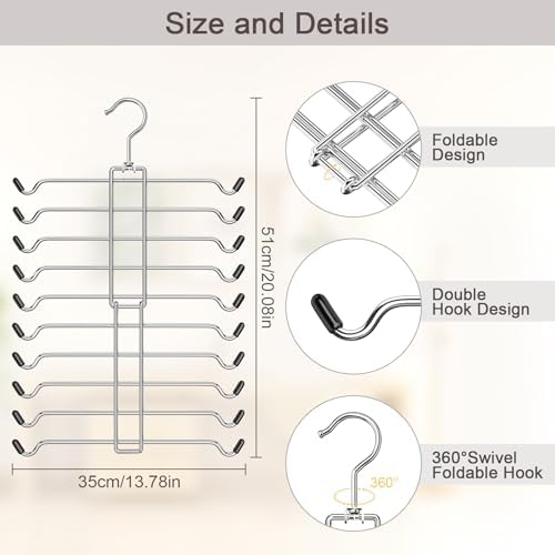10 Tiers Scarf Organizer for Closet 360° Swivel Scarf Hanger Hijab Holder - Image 2