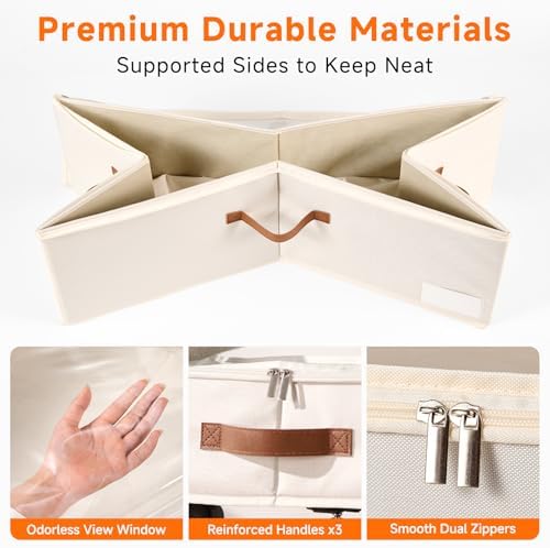 60L Large Under Bed Storage with Wheels Pack of 2, Underbed Shoe Container Bin with Clear Lid Cover, 10.5 Inches Rolling Under Bed Drawer Storage Bag Basket for Boots Quilt Sweater - White - Image 4