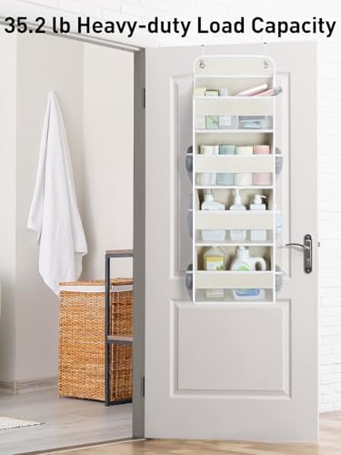 Yecaye Over the Door Organizer, 35.2lbs Load Toy Stuffed Animal Storage, Bathroom Organizers and Storage for Nursery Newborn Baby Essential Stuff Dorm Room Essentials, Cream White 4 Tier - Image 7