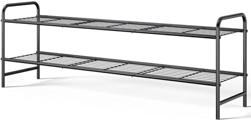 Kitsure Stainless Steel Shoe Rack Organizer, 37.3" Wide - 2 Tier, Black by Kitsure