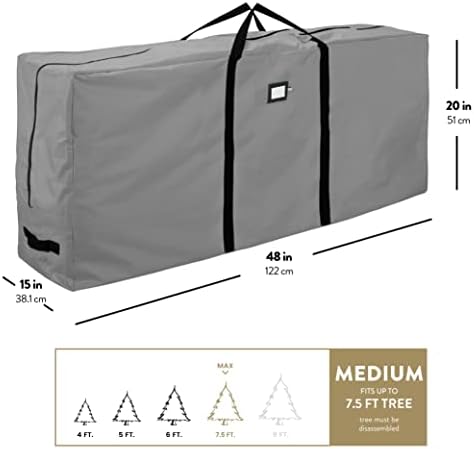 ZOBER 600D Oxford Fabric Christmas Tree Storage Bag - Fits 7.5 Ft Artificial Trees - Tear Proof Waterproof Christmas Tree Bag For Storage Box For Xmas - Strong, Durable Handles - Card Slot - Gray - Image 6
