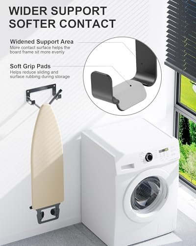Ironing Board Holder Wall Mount, Heavy Duty Hooks, Black - Image 2