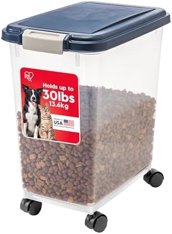 IRIS USA Dog Food Storage Container, Up to 30 lbs, Navy, Made in USA by IRISUSA