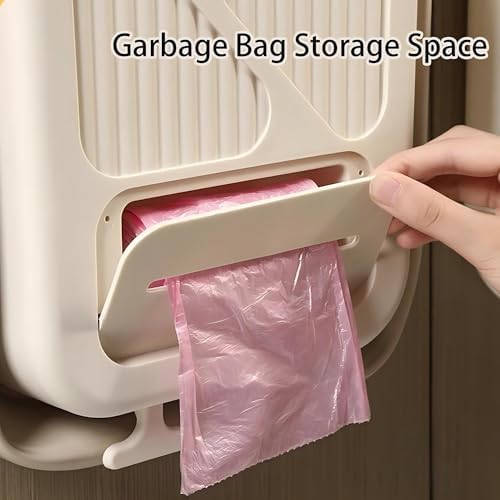Hanging Trash Can for Kitchen Cabinet Door with 80 Garbage Bags, 2.7 Gallon Collapsible Trash Bin for Under Sink, Bathroom, Car, RV, Office (LargeGrey) - Image 2