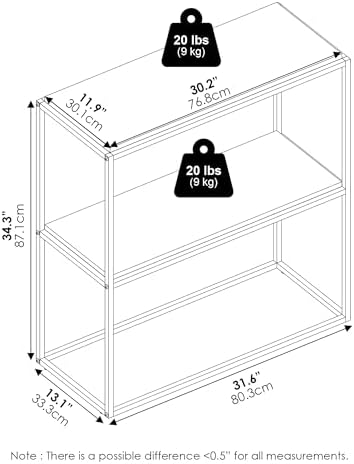 Furinno Moretti Modern Storage Shelves, 2-Tier Wide Stackable Book Shelf, Open Shelves, for Organization and Storage, Living Room, Garage, Home Office, Solid White - Image 3