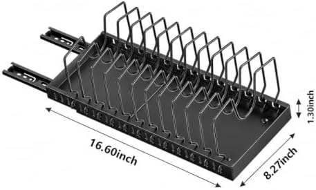 pots and pans organizer under cabinet,pot lid organizers inside cabinet holders for kitchen,Horizontal and vertical pulling modes,cast iron storage ((2pcs) Black vertical) - Image 3
