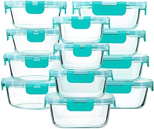 M MCIRCO 24 Piece Glass Food Storage Containers with Lids,Green by MMCIRCO