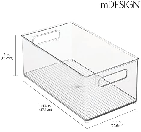 mDesign Plastic Deep Bin Organizer Caddy Container w/ Handles for Nursery, Kitchen, Pantry, Bathroom, Cabinet Storage Organization - Holds Snacks, Bottles, Baby Food Jar, Diaper - 14" Long -Clear - Image 3