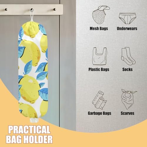 Lemon Plastic Bag Holder, Lemon Gifts Wall Mount Grocery Bag Holder - Image 3
