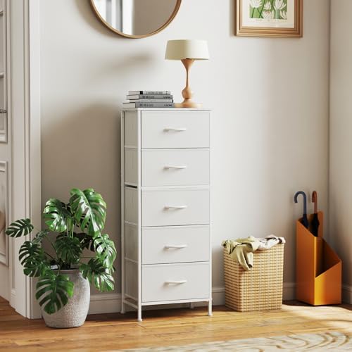 Sweetcrispy White Storage Drawer Bedroom Dresser, Tall Dresser for Closet - Image 2