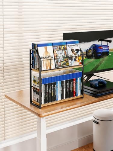 2-Tier DVD Storage Rack, DVD Rack & Video Game Shelf for Media Room-Natural - Image 3