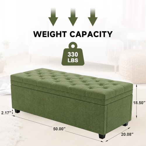 Mangodan 50 Inch Large Storage Ottoman, Tufted Ottoman with Storage - Image 2