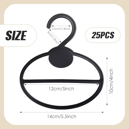FoldTier 25 Pcs Scarf Hanger Plastic Holder Organizer Space Saving Scarf Organizer Clothes Hanger for Scarves Headscarves Clothing Sorting Storing (Black) - Image 2