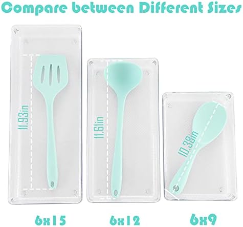 5 Pack Clear Plastic Drawer Organizer Tray Cutlery Utensil Makeups Drawer Silverware Organizers 6" X 9" - Image 3