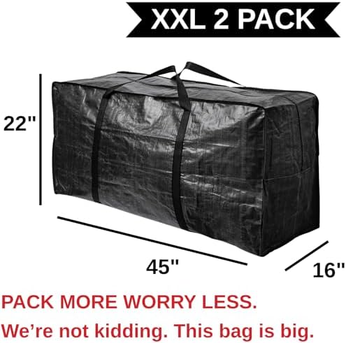 BAG-THAT! 68.5 GAL 4 Pack XXL Jumbo Extra Large Heavy Duty Stronger Handles Storage Bags Moving Totes Zippered Reusable Wrap Around Handle Storage Totes - Image 3