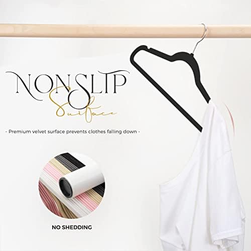 HOUSE DAY Black Velvet Hangers 40 Pack, Non Slip Clothes Felt Hanger - Image 4