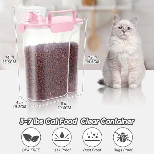 LEAWALK 5-7Lbs Airtight Dog Cat Pet Food Storage Container- Light Pink - Image 2